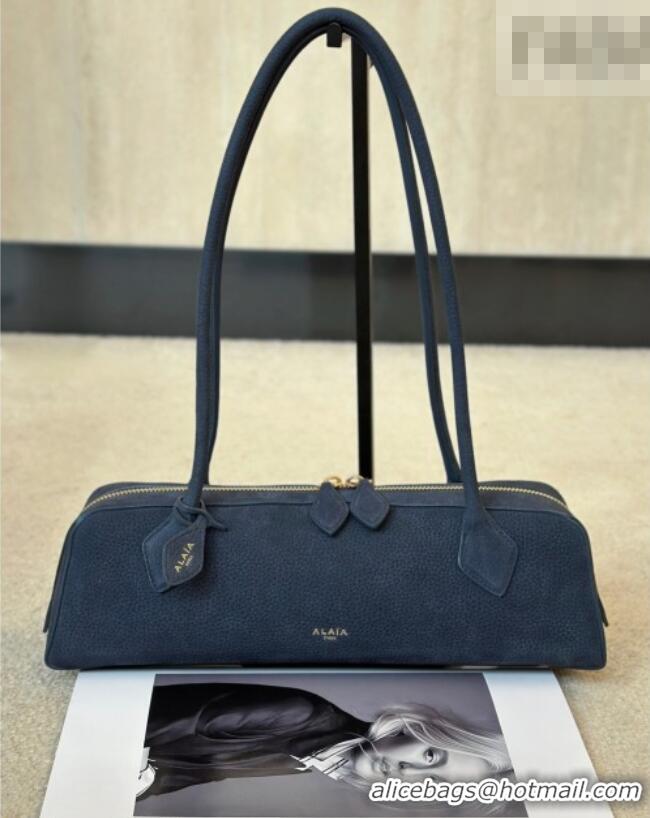 Luxury Cheap Alaia Le Tecket Medium Long Shoulder bag in Grained Nubuck 8815M Blue 2026