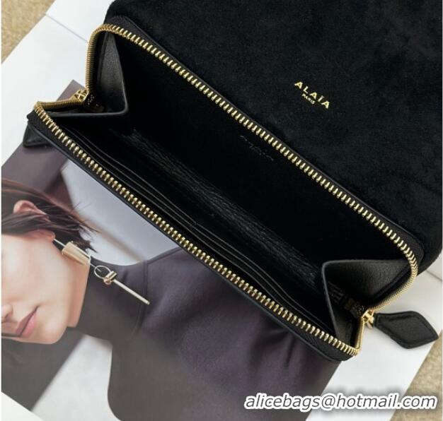 Fashion Discount Alaia Le Pochon Drawstring Bucket Bag in Suede 8856 Black 2026