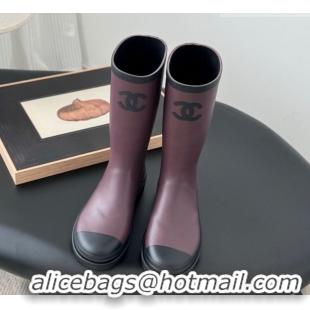 Pretty Style Chanel Rubber Rain Boots Burgundy CH122301 1223001 2026