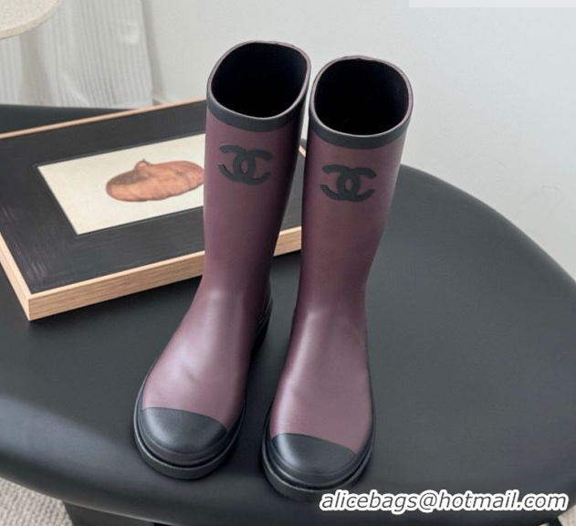 Pretty Style Chanel Rubber Rain Boots Burgundy CH122301 1223001 2026