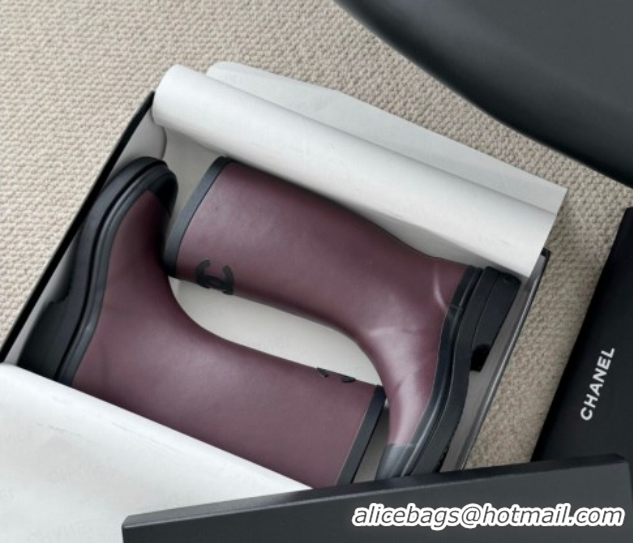 Pretty Style Chanel Rubber Rain Boots Burgundy CH122301 1223001 2026