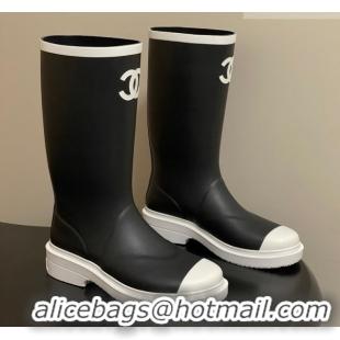 Perfect Chanel Rubber Rain Boots 3.5cm CH122302 Black/White 2026