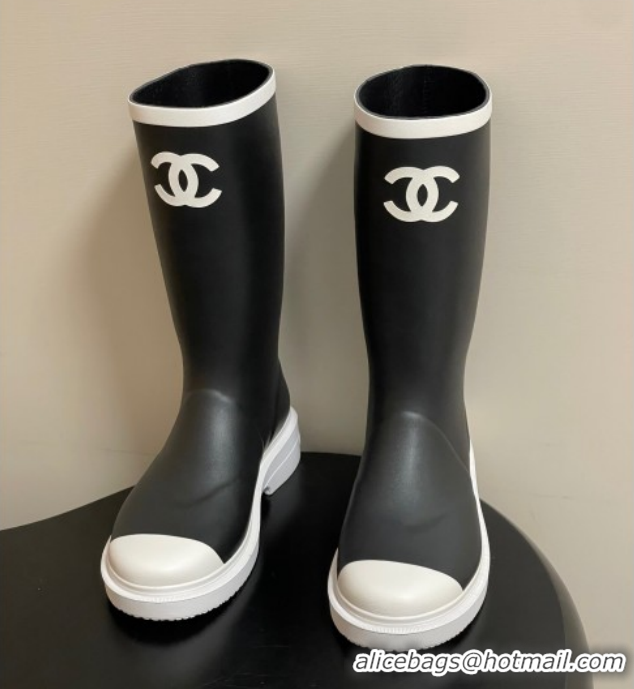 Perfect Chanel Rubber Rain Boots 3.5cm CH122302 Black/White 2026