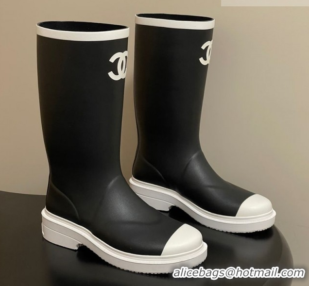 Perfect Chanel Rubber Rain Boots 3.5cm CH122302 Black/White 2026