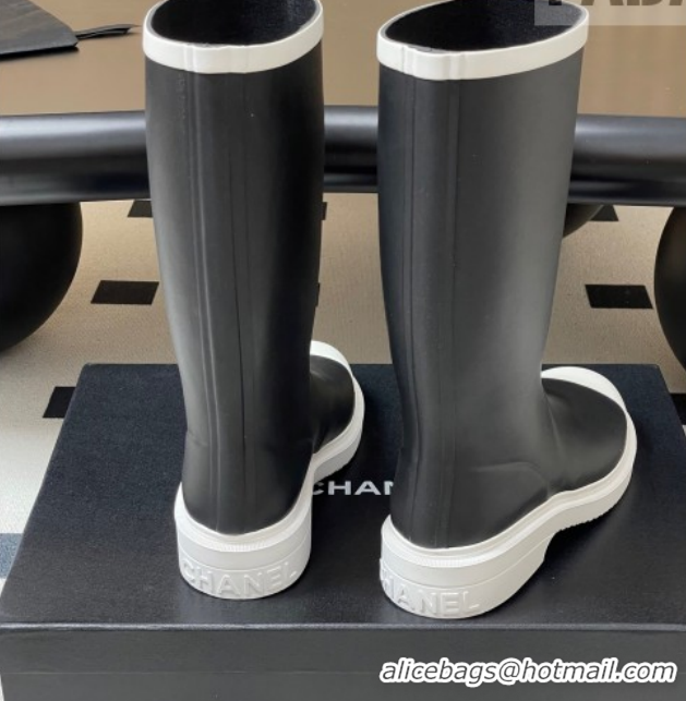 Perfect Chanel Rubber Rain Boots 3.5cm CH122302 Black/White 2026