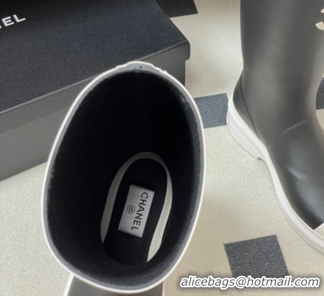 Perfect Chanel Rubber Rain Boots 3.5cm CH122302 Black/White 2026