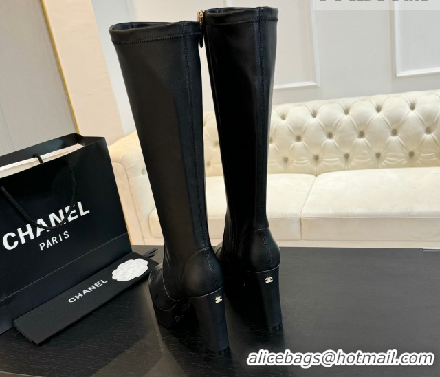 Durable Chanel Stretch Calfskin Leather Platform High Boots 11.5cm CH122303 Black 2026