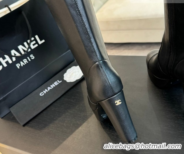 Durable Chanel Stretch Calfskin Leather Platform High Boots 11.5cm CH122303 Black 2026