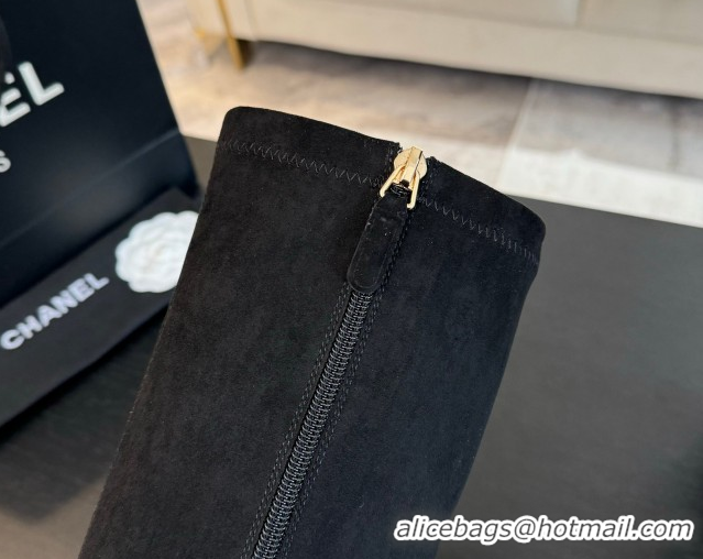 Low Price Chanel Stretch Suede Platform High Boots 11.5cm CH122303 Black2 2026