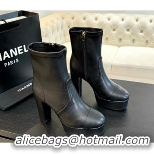 Best Product Chanel Stretch Calfskin Leather Platform Ankle Boots 11.5cm Black CH122303 1223015 2026