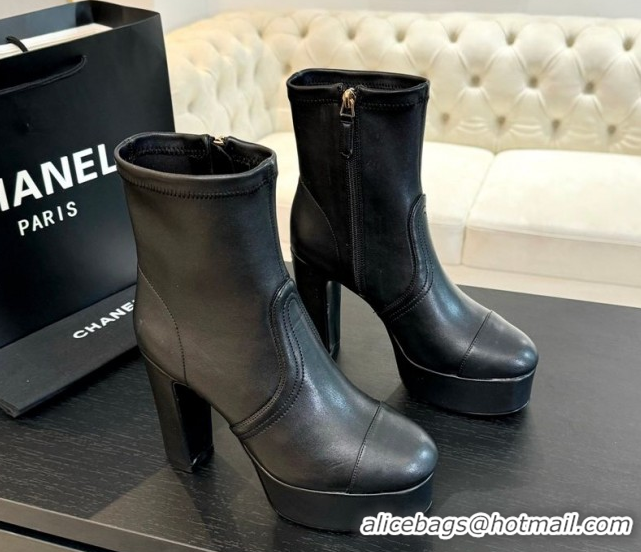 Best Product Chanel Stretch Calfskin Leather Platform Ankle Boots 11.5cm Black CH122303 1223015 2026