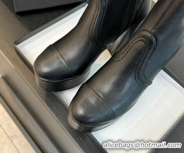 Best Product Chanel Stretch Calfskin Leather Platform Ankle Boots 11.5cm Black CH122303 1223015 2026