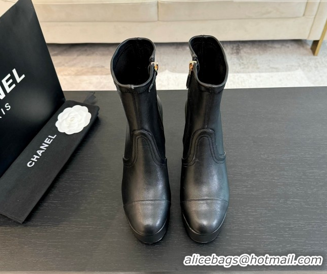 Best Product Chanel Stretch Calfskin Leather Platform Ankle Boots 11.5cm Black CH122303 1223015 2026
