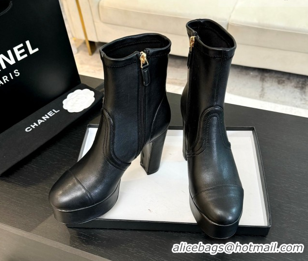 Best Product Chanel Stretch Calfskin Leather Platform Ankle Boots 11.5cm Black CH122303 1223015 2026