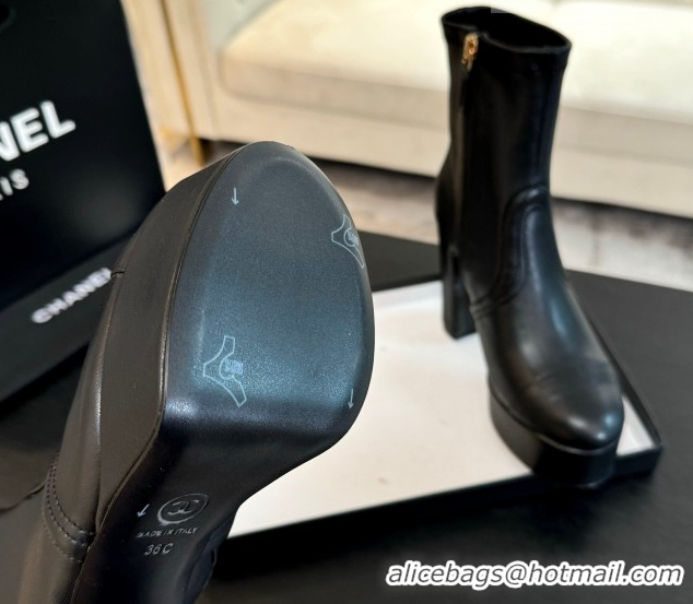Best Product Chanel Stretch Calfskin Leather Platform Ankle Boots 11.5cm Black CH122303 1223015 2026