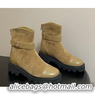 Top Design Chanel Suede Platform Ankle Boots with Logo Strap CH122304 Beige 2026