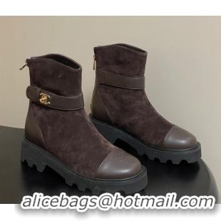 Shop Cheap Chanel Suede Platform Ankle Boots with Logo Strap CH122304 Brown 2026