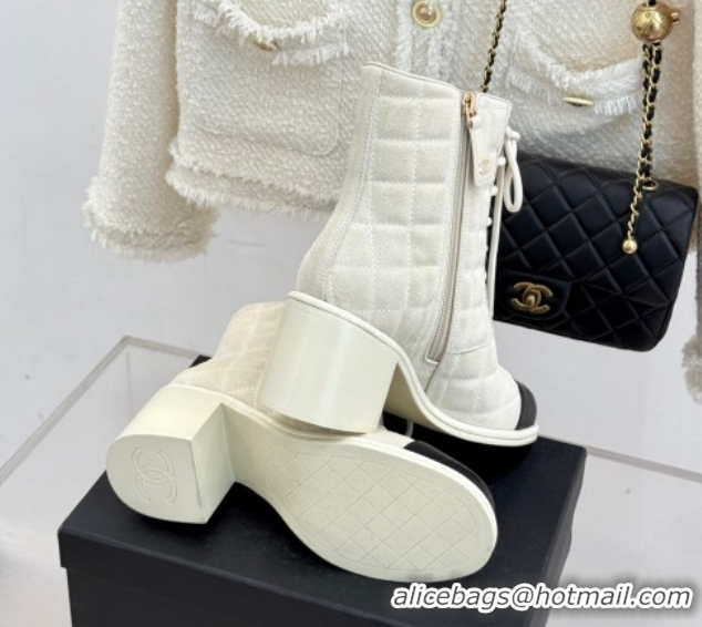 Cheap Price Chanel Quilted Suede Lace-Up Shoes Ankle Boots 5cm G46973 Light Grey 2026