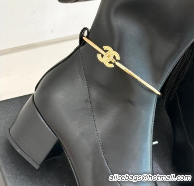 Low Cost Chanel Stretch Leather Heel Short Boots 5cm G46933 Black 2026