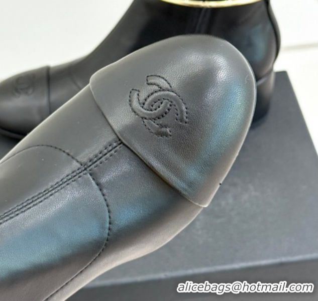 Low Cost Chanel Stretch Leather Heel Short Boots 5cm G46933 Black 2026