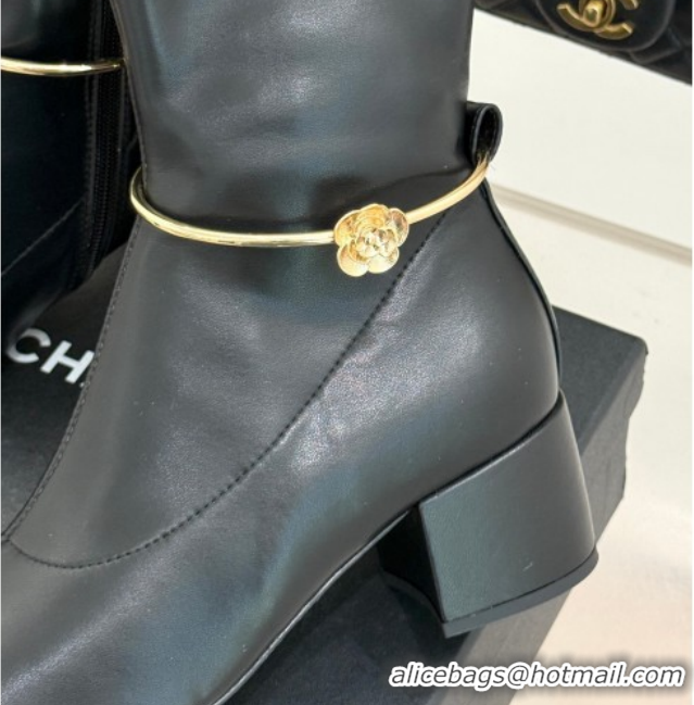 Low Cost Chanel Stretch Leather Heel Short Boots 5cm G46933 Black 2026