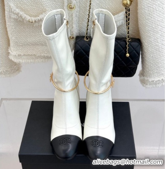 Best Price Chanel Stretch Leather Heel Short Boots 5cm G46933 White 2026