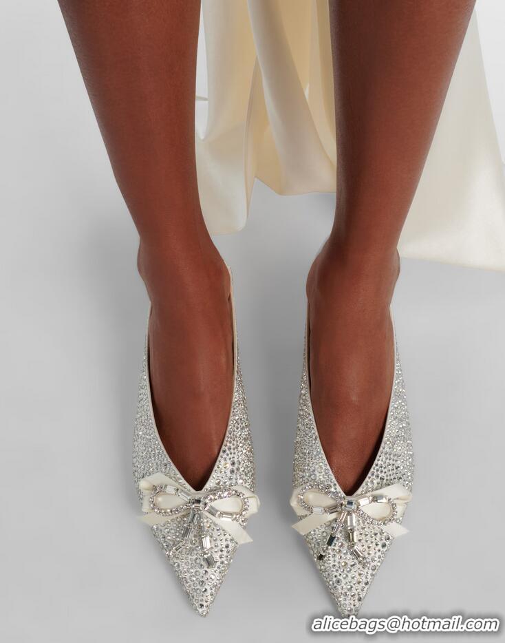 ​Best Quality Jimmy Choo Auria 50mm Crystal Embellished Satin Mules 15204 Silver