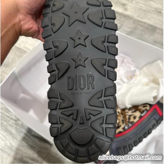 ​Luxury Discount Dior DiorAlps Snow Boots In Leopard Print Nylon With Chunky 16491 Brown/Black