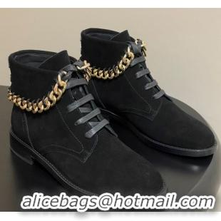 Perfect Chanel Suede Laced-up Ankle Boots with Chain CH110405 Black 2026