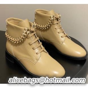Unique Style Chanel Calfskin Leather Laced-up Ankle Boots with Chain Black CH110405 Beige Yellow 2026
