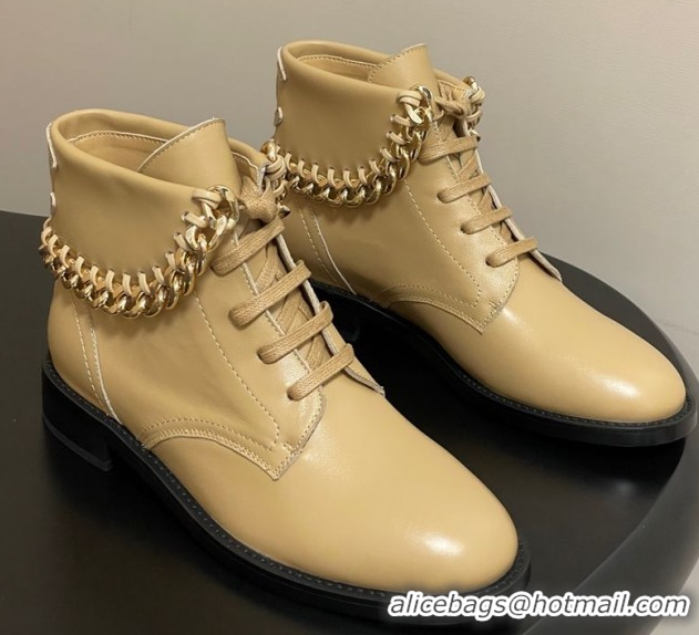 Unique Style Chanel Calfskin Leather Laced-up Ankle Boots with Chain Black CH110405 Beige Yellow 2026