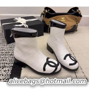 Most Popular Chanel Quilted Calfskin Leather Ankle Boots with Maxi CC CH110407 White 2026
