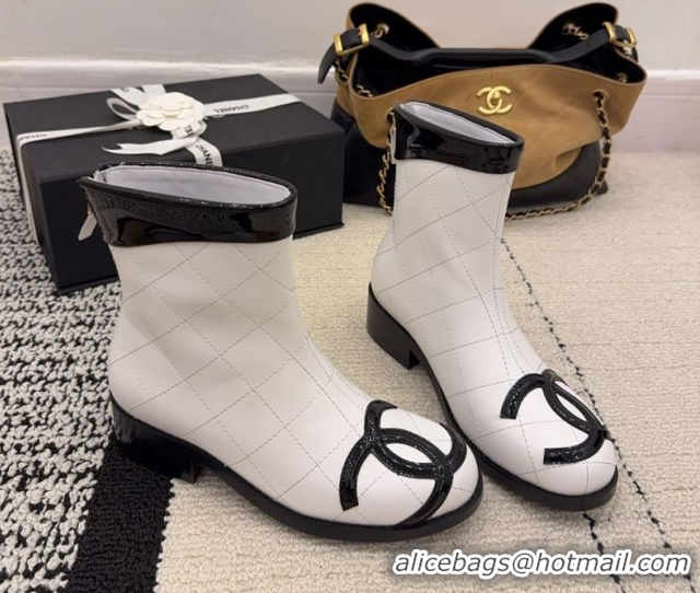 Most Popular Chanel Quilted Calfskin Leather Ankle Boots with Maxi CC CH110407 White 2026