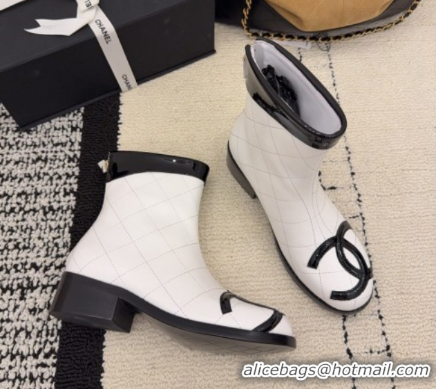 Most Popular Chanel Quilted Calfskin Leather Ankle Boots with Maxi CC CH110407 White 2026