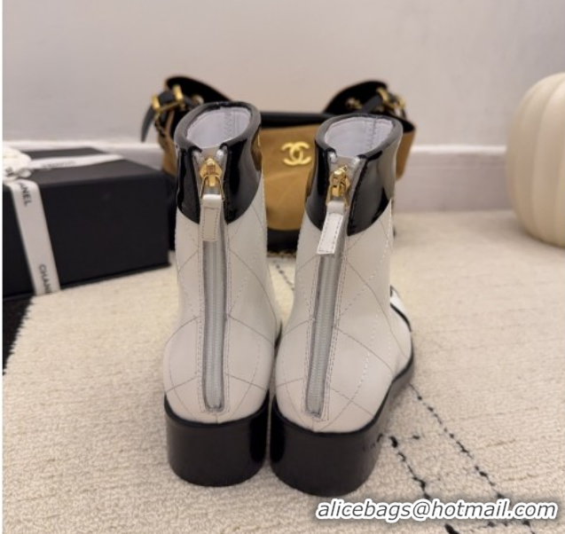 Most Popular Chanel Quilted Calfskin Leather Ankle Boots with Maxi CC CH110407 White 2026