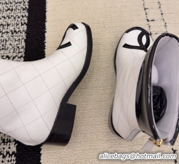 Most Popular Chanel Quilted Calfskin Leather Ankle Boots with Maxi CC CH110407 White 2026