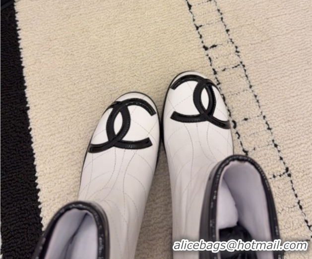 Most Popular Chanel Quilted Calfskin Leather Ankle Boots with Maxi CC CH110407 White 2026