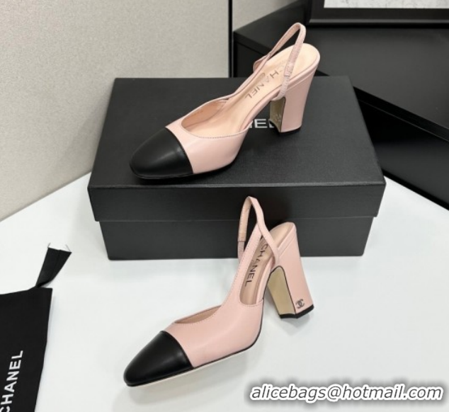 Cheap Price Chanel Calfskin Leather Slingback Pumps 9cm G45509 Light Pink/Black 2026