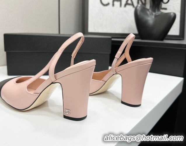 Cheap Price Chanel Calfskin Leather Slingback Pumps 9cm G45509 Light Pink/Black 2026