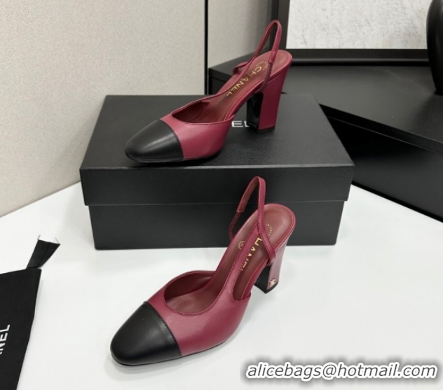 Buy Discount Chanel Calfskin Leather Slingback Pumps 9cm G45509 Burgundy/Black 2026