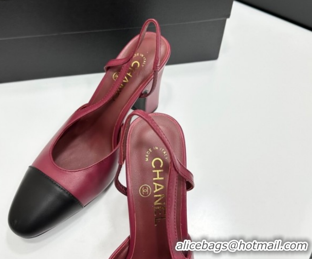 Buy Discount Chanel Calfskin Leather Slingback Pumps 9cm G45509 Burgundy/Black 2026
