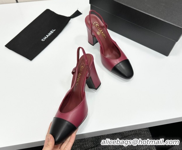 Buy Discount Chanel Calfskin Leather Slingback Pumps 9cm G45509 Burgundy/Black 2026