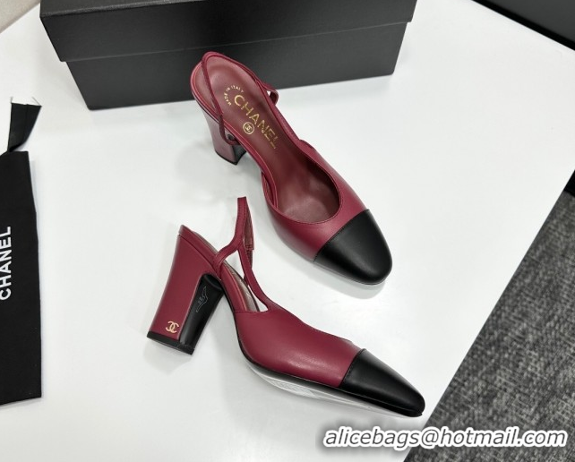 Buy Discount Chanel Calfskin Leather Slingback Pumps 9cm G45509 Burgundy/Black 2026