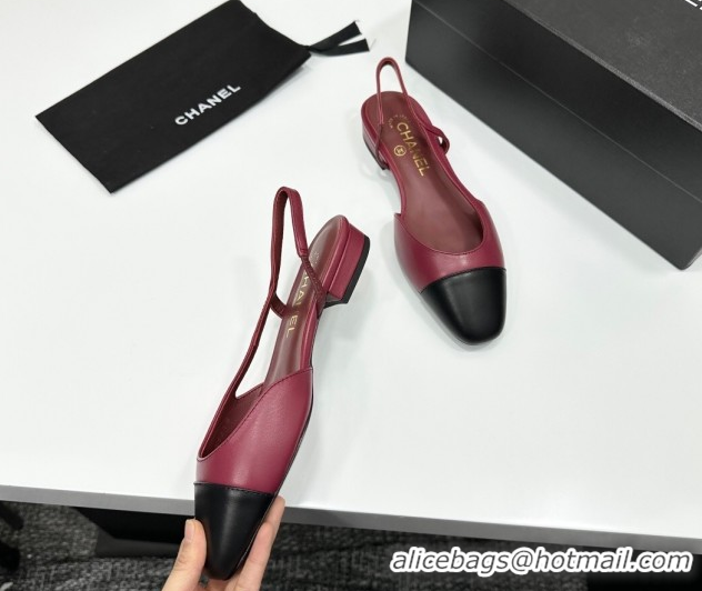 Good Looking Chanel Calfskin Leather Slingbacks Flat G31319 Burgundy/Black 2026