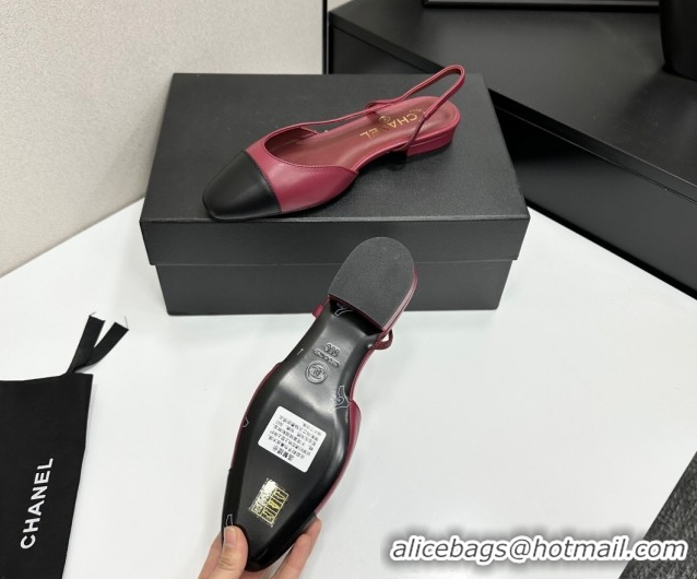 Good Looking Chanel Calfskin Leather Slingbacks Flat G31319 Burgundy/Black 2026