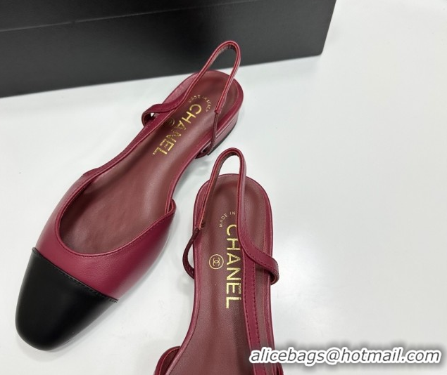 Good Looking Chanel Calfskin Leather Slingbacks Flat G31319 Burgundy/Black 2026