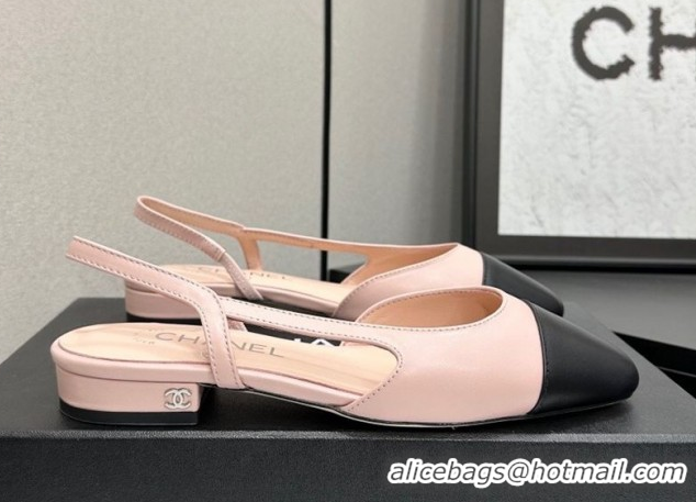 Best Price Chanel Calfskin Leather Slingbacks Flat G31319 Light Pink/Black 2026