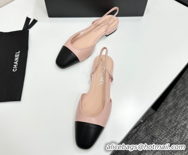 Best Price Chanel Calfskin Leather Slingbacks Flat G31319 Light Pink/Black 2026