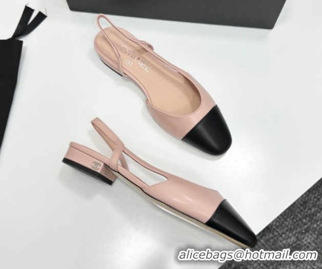 Best Price Chanel Calfskin Leather Slingbacks Flat G31319 Light Pink/Black 2026
