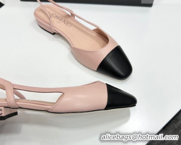 Best Price Chanel Calfskin Leather Slingbacks Flat G31319 Light Pink/Black 2026